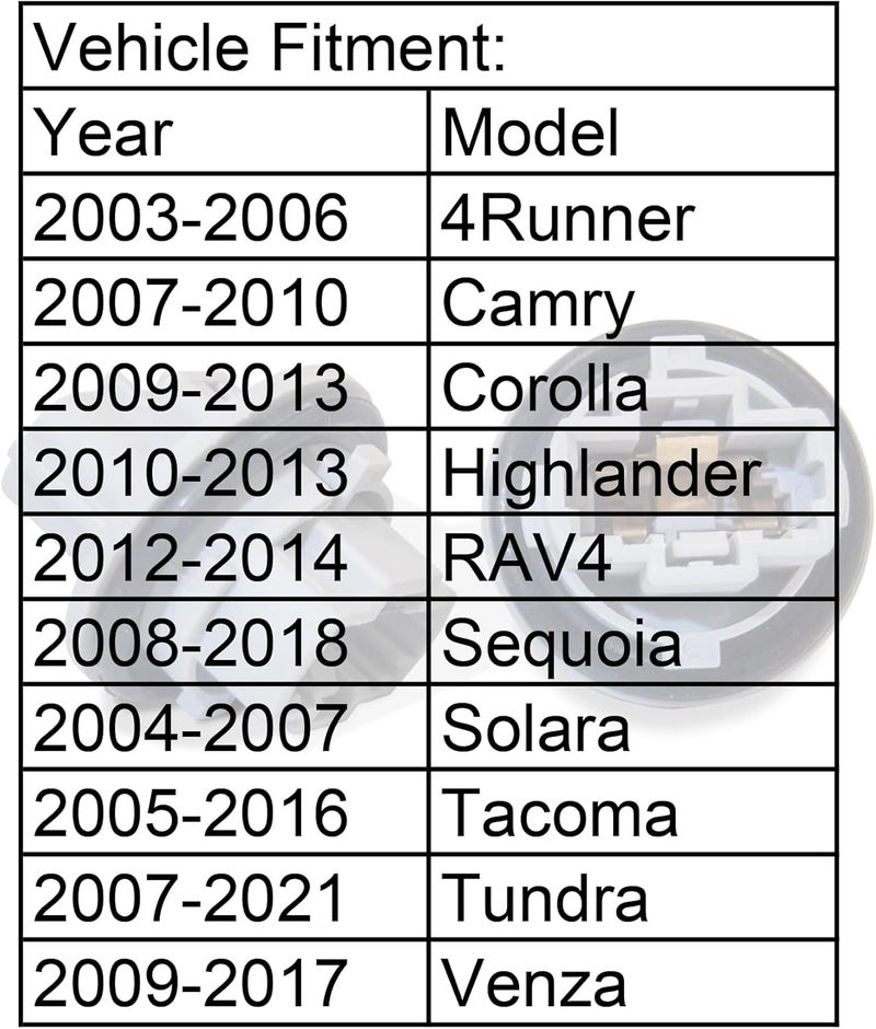Autoacc Front Turn Signal Light Bulb Plug Socket Compatible with Toyota 2005-2021 Tundra, 2005-2016 Tacoma, 2008-2018 Sequoia, 2003-2006 4Runner, 2007-2019 Venza (Pack of 1) - Image 4